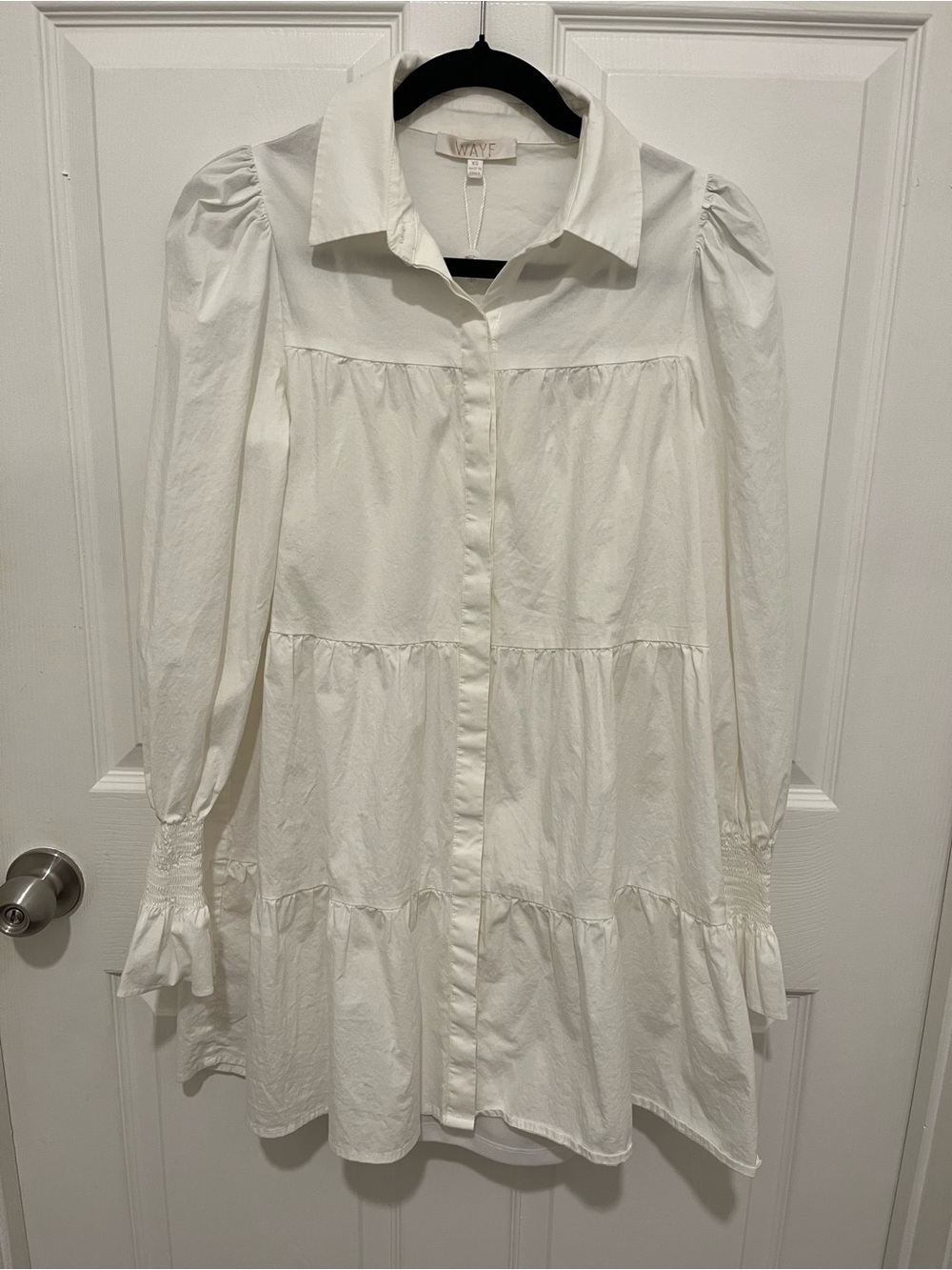 NWOT Wayf Ruffled Tiered Long Sleeve Shirt Dress Size XS